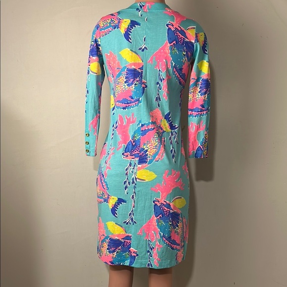 Lilly Pulitzer RIVA DRESS Shorely Blue Sandstorm FISH SEALIFE Sz S - Picture 10 of 15